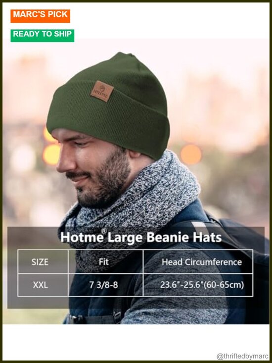 XXL Oversize Beanie Hat for Big Heads 23.6-25.6 inch Large Winter Watch Cap main image 6